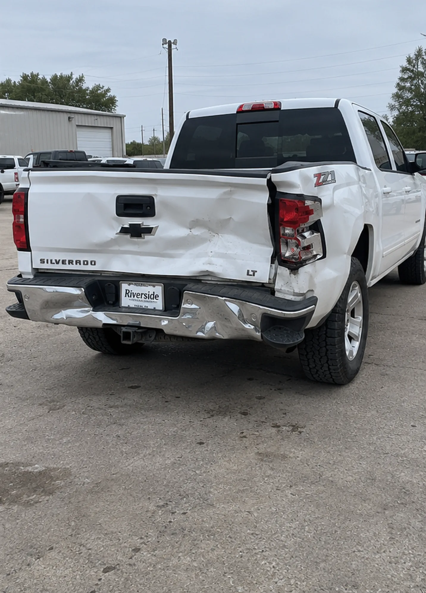 Silverado tailgate after the hit